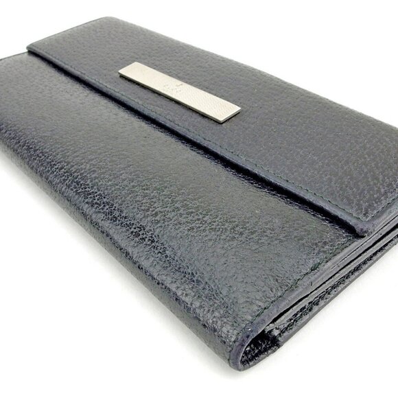 GUCCI long wallet logo plate leather Authentic - Picture 1 of 8